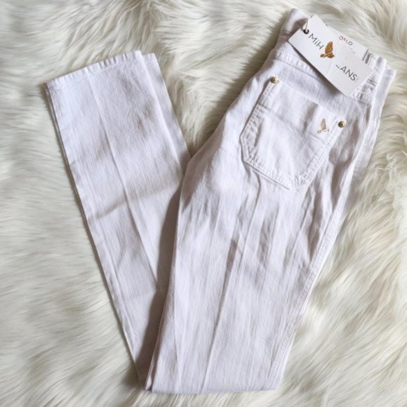 NEW Anthropologie M.i.H White Oslo Mid Rise Slim Fit Boho Denim Jeans Size 25 - Picture 2 of 6